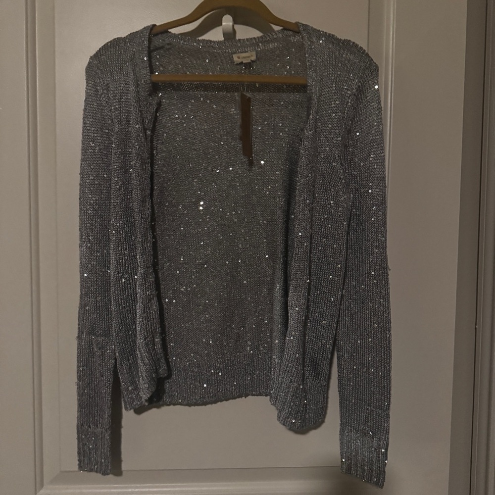 Silver / Gray button up cardigan XS with tags